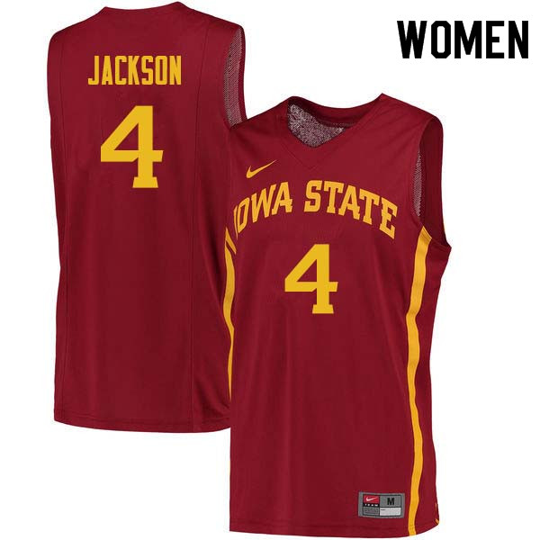 Women #4 Donovan Jackson Iowa State Cyclones College Basketball Jerseys Sale-Cardinal - Click Image to Close